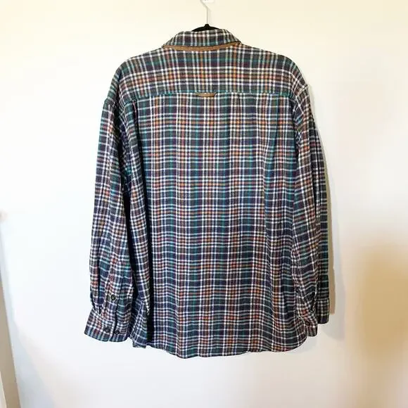 Orvis multicolored plaid check flannel‎ button up men’s X-Large - Picture 2 of 5